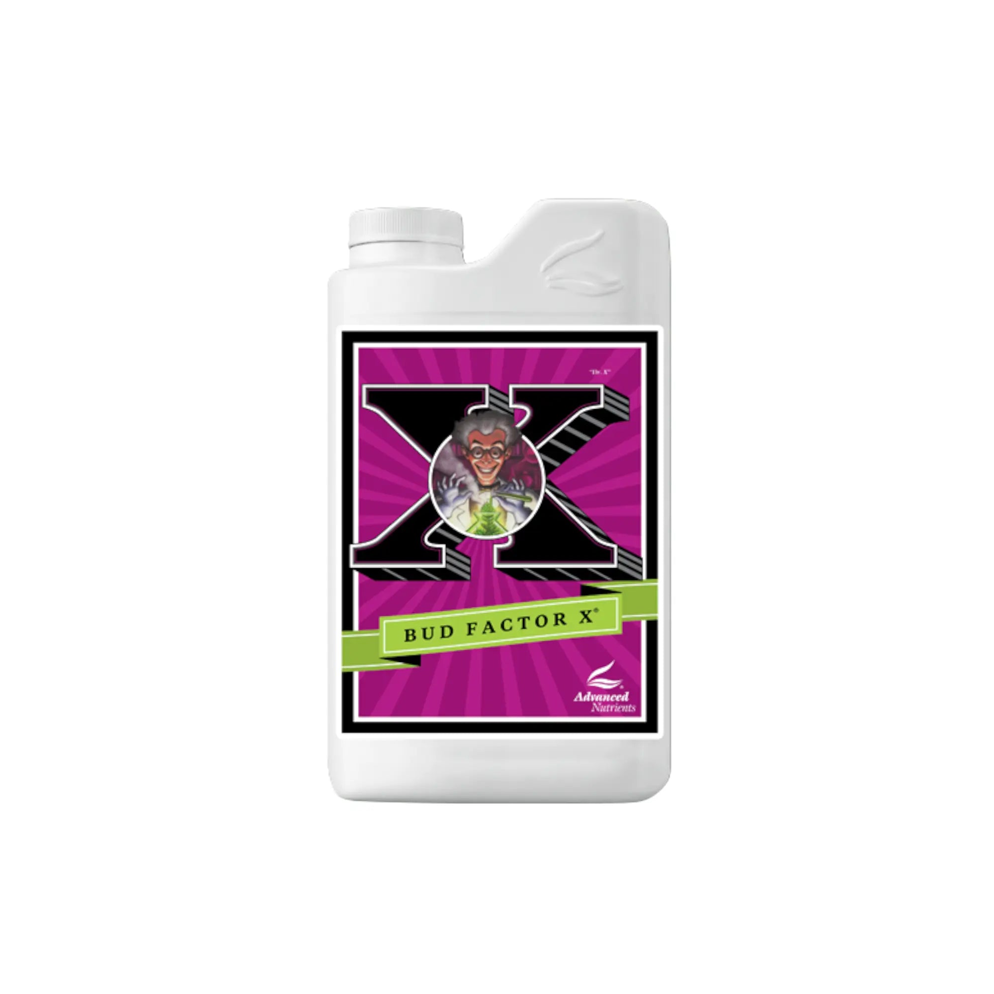 Dieses Bild zeigt eine Flasche des Zusatzmittels „Bud Factor X“, das zur Verbesserung der Ernteerträge bei Cannabis-Produkten von „kleine knospe“ verwendet wird.