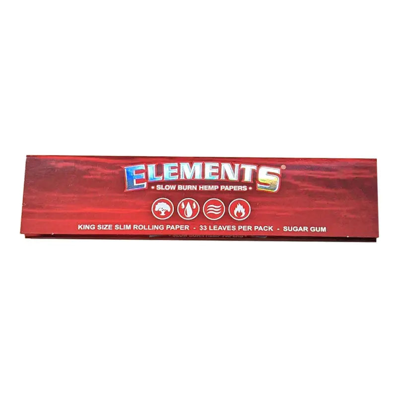 ELEMENTS KING SIZE SLIM HEMP PAPERS "RED" – kleine knospe