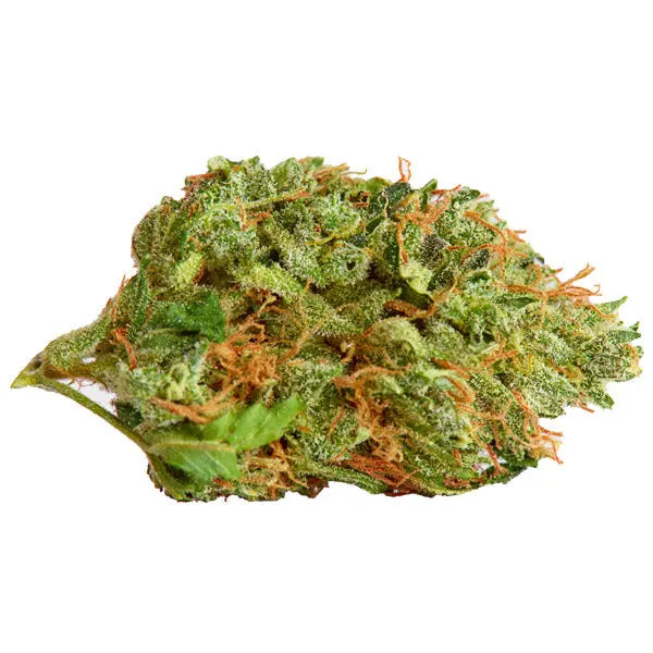 Auf dem Bild ist ein dichtes, harziges CBD-Blütenprodukt von 'kleine knospe' zu sehen, das intensiv mit Trichomen überzogen ist.